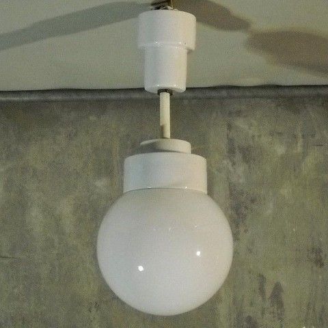 Art Deco Ceiling Lamp. Porcelain With Glass Ball. 1930   1940.