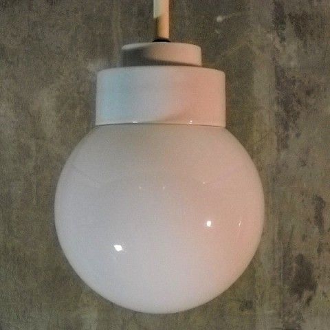 Art Deco Ceiling Lamp. Porcelain With Glass Ball. 1930   1940. photo furniture