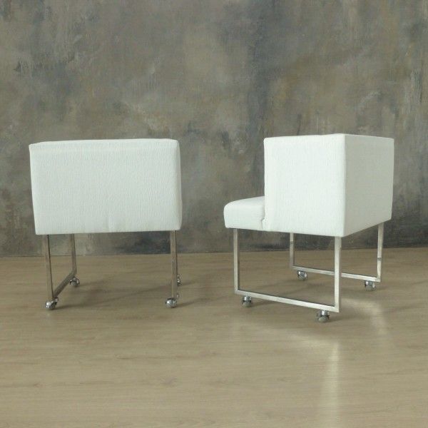 1303.0 Four Vintage Upholstered Chairs With Chrome Feets. 1960   1969 photo