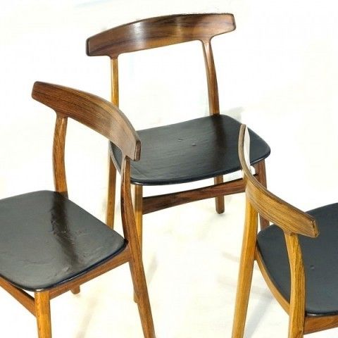 Set Of Four Dining Chairs By Henning Kjaernulf For Bruno Hansen 1955 photo vintage