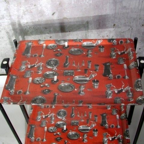 Metal Serving Trolley. Fornasetti Era. 1950   1955. photo 200.0