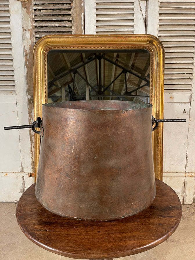 A Beautiful Large Antique Copper Georgian Elephants Foot Cauldron Fire Log Basket Circa 1730 photo buy