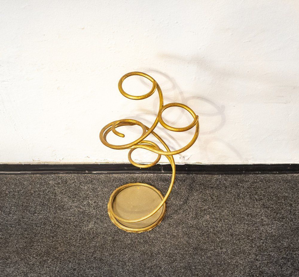 Abstract Umbrella Stand In Gilded Iron, Italy, 1960s photo for sale