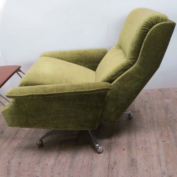 photo for sale Vintage German Green Swivel Relax Lounge Chair. 1970   1975