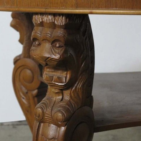 Vintage Marble Table With Carved Mythical Creatures. 1950   1960 photo Furniture