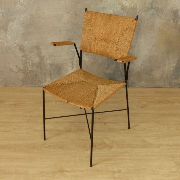 Vintage Rattanchair. Drahtwerke Erlau. 1950   1959