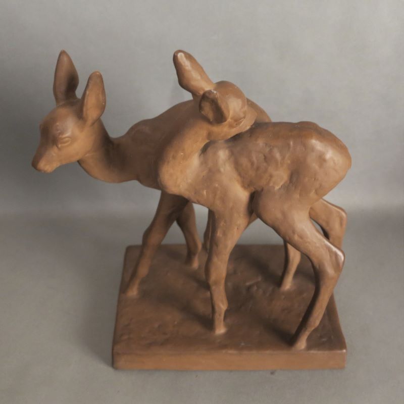 Deer Group Made Of Ceramic From The Karlsruher Majolica By Else Bach. 1950   1959 photo furniture
