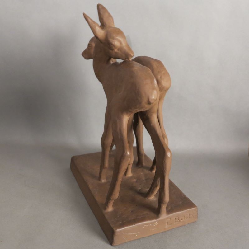 Deer Group Made Of Ceramic From The Karlsruher Majolica By Else Bach. 1950   1959 photo for sale