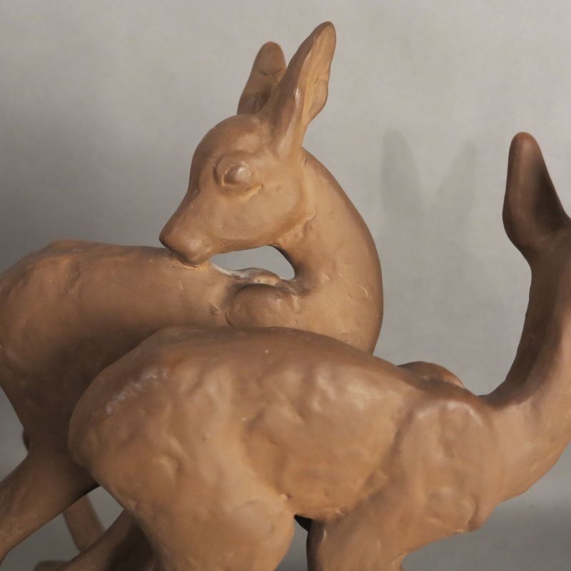 Deer Group Made Of Ceramic From The Karlsruher Majolica By Else Bach. 1950   1959 photo vinterior