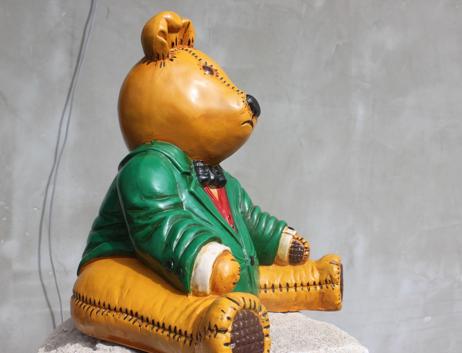 Rare Large Ceramic Teddy Bear Figurine Big Terracotta Animal Statue Photo Studio Prop Christmas Photo Prop photo for sale