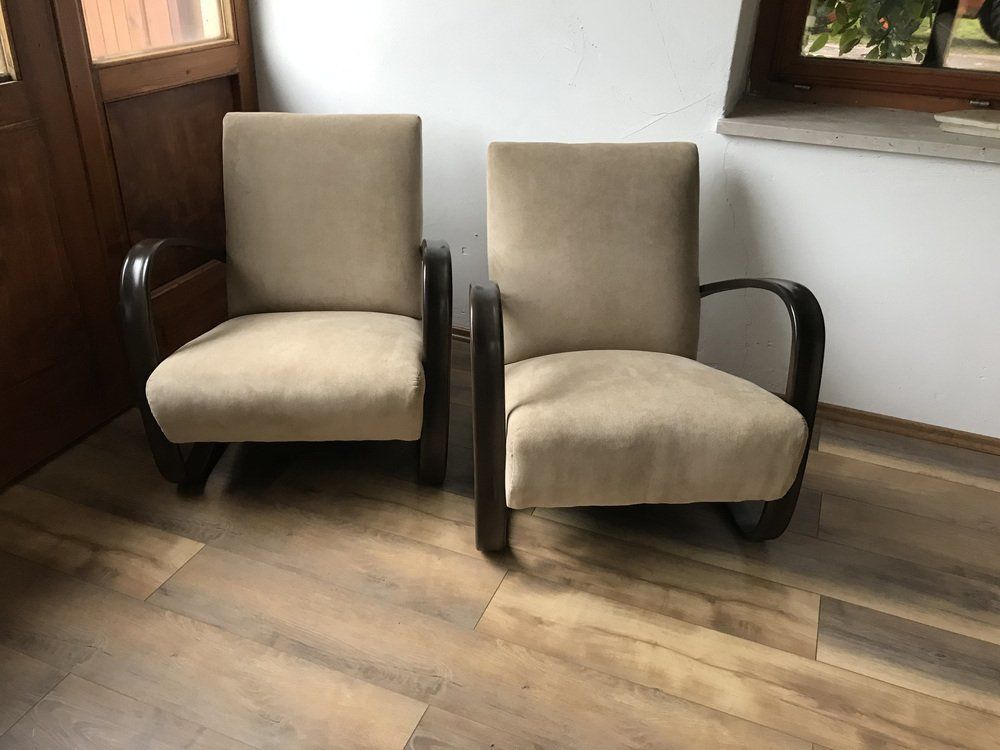 H 269 Lounge Chairs By Jindrich Halabala 1930s Set Of 2 photo for sale