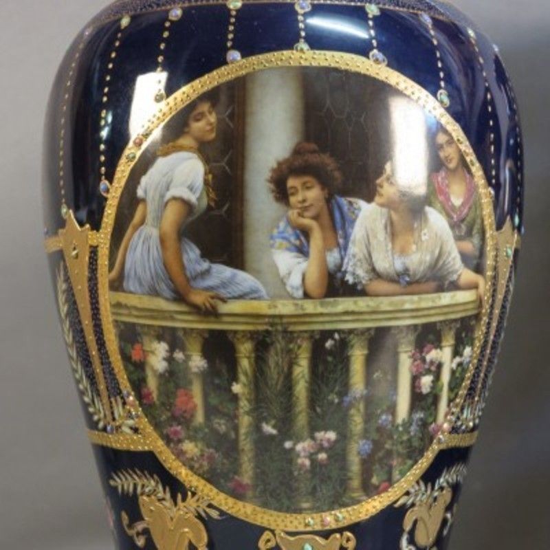 Limoges. Pair Of Hand Painted Art Nouveau Porcelain Vases. 1890   1919 photo for sale