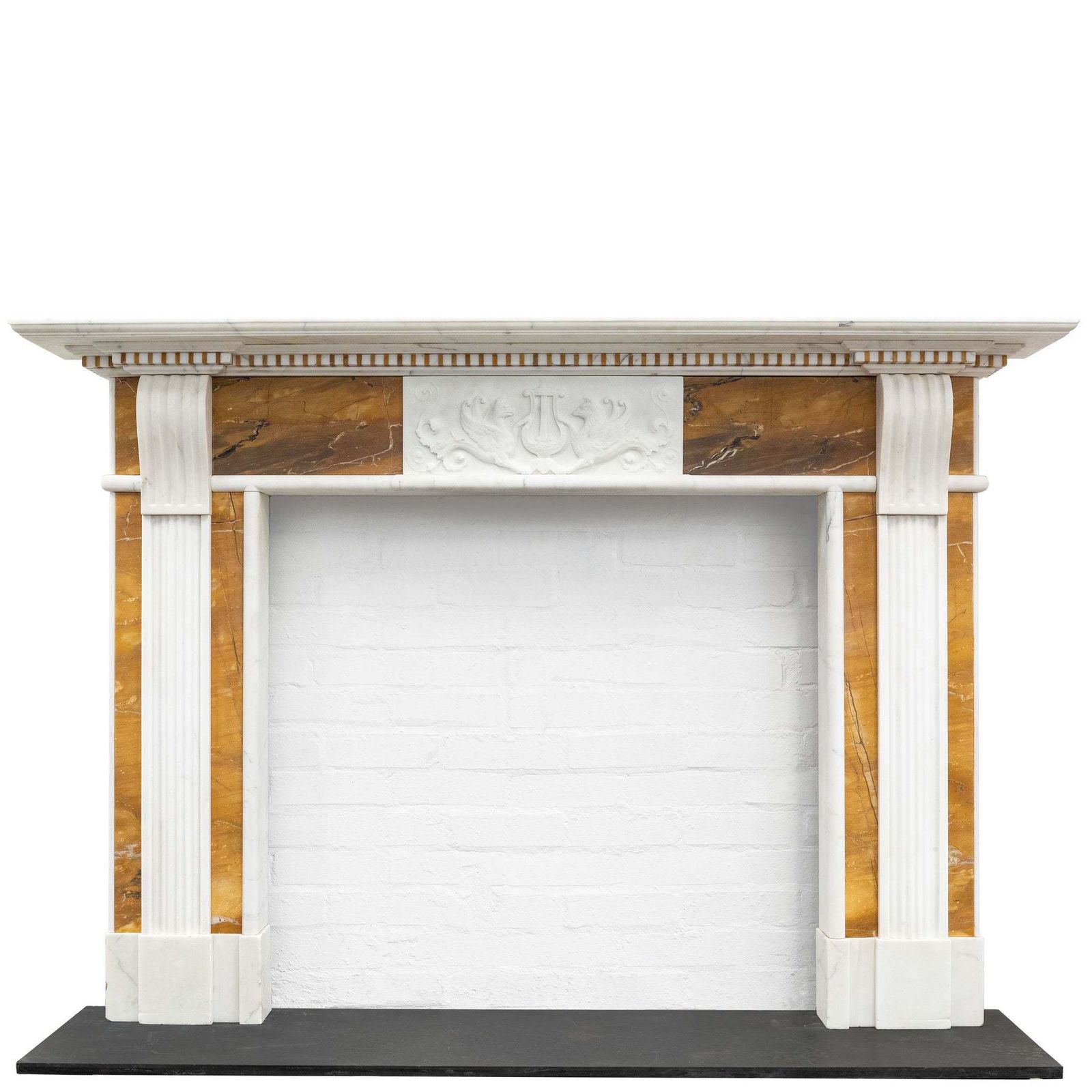 Impressive Georgian Style Statuary & Sienna Marble Chimneypiece