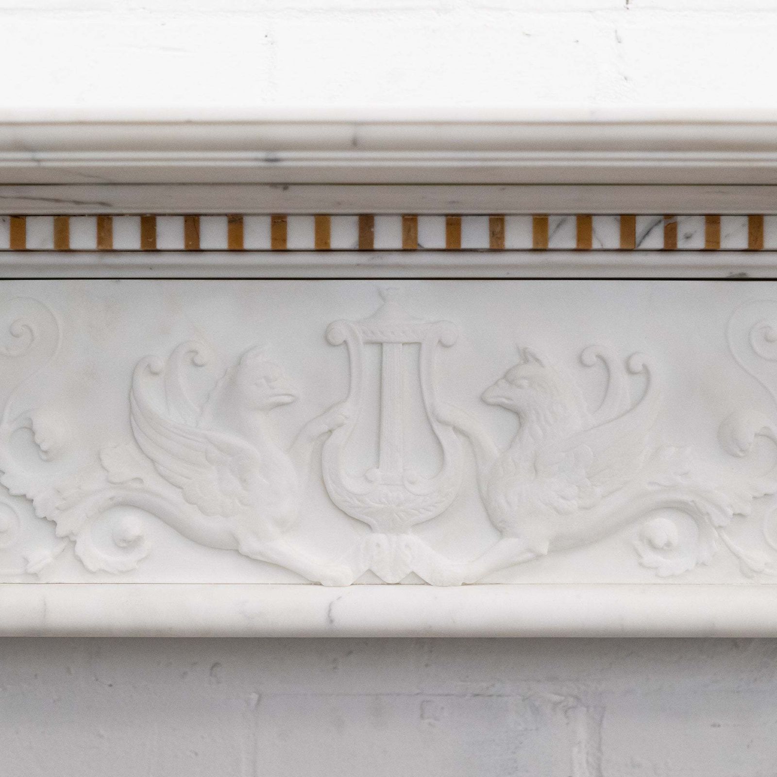 Impressive Georgian Style Statuary & Sienna Marble Chimneypiece photo for sale