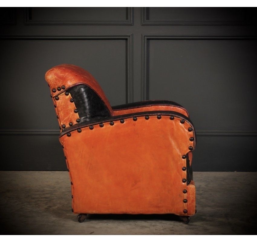 Rare Art Deco Style Leather Childs Club Chair photo vintage