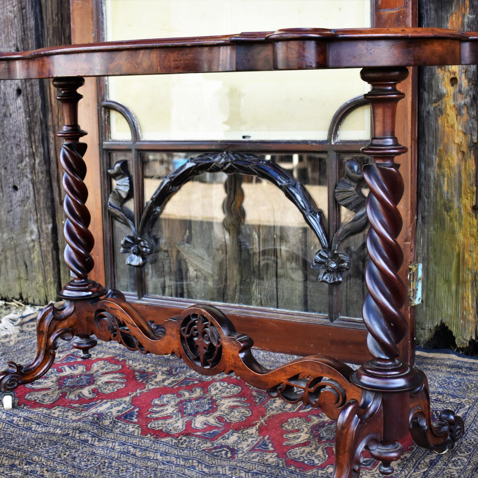 Antique Victorian Walnut Barley Twist Stretcher Lamp Table Side Sofa Console photo 395.0