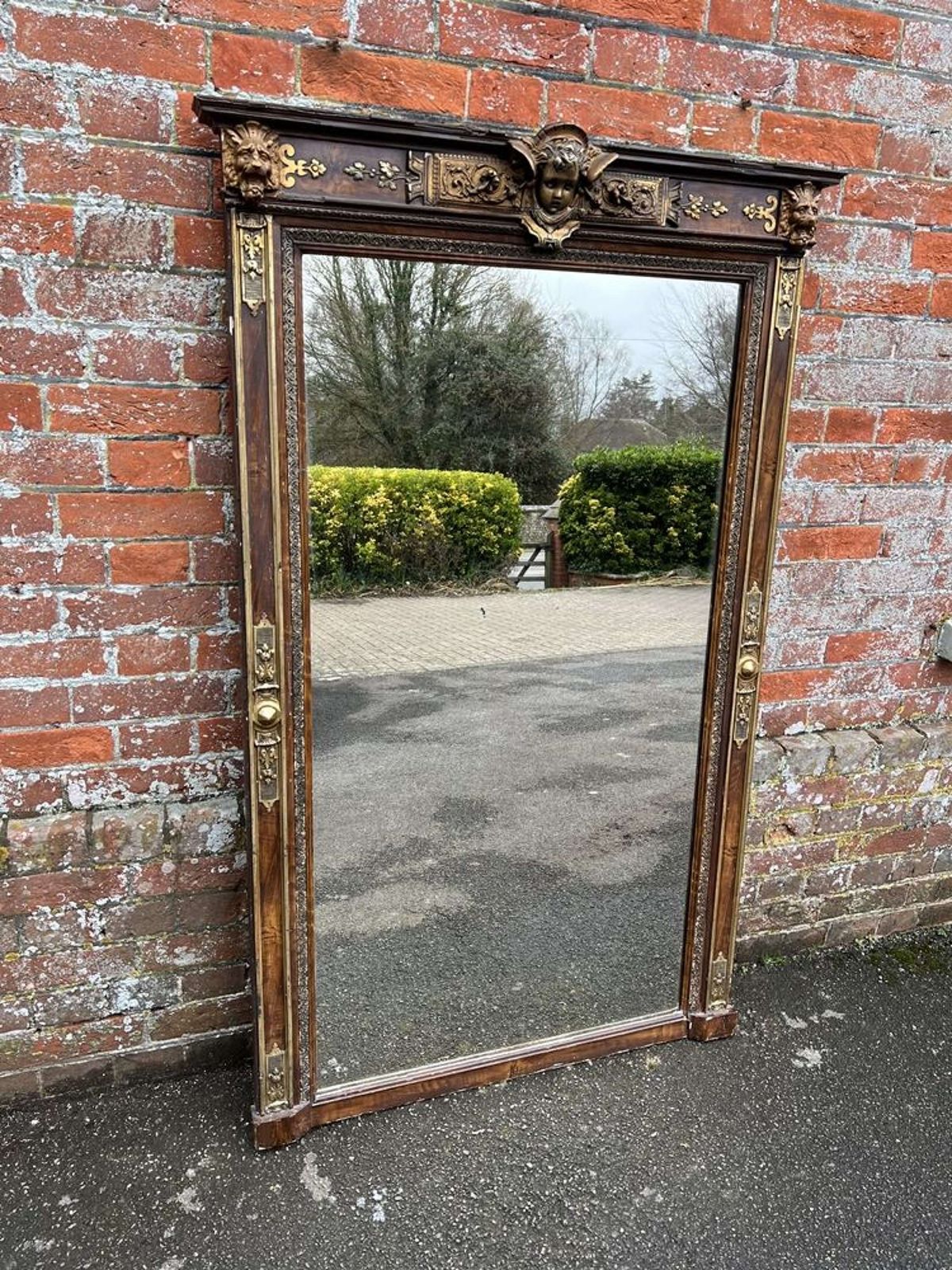 A Delightful Large Antique French 19th Century Gilt And Painted Mirror photo vinterior