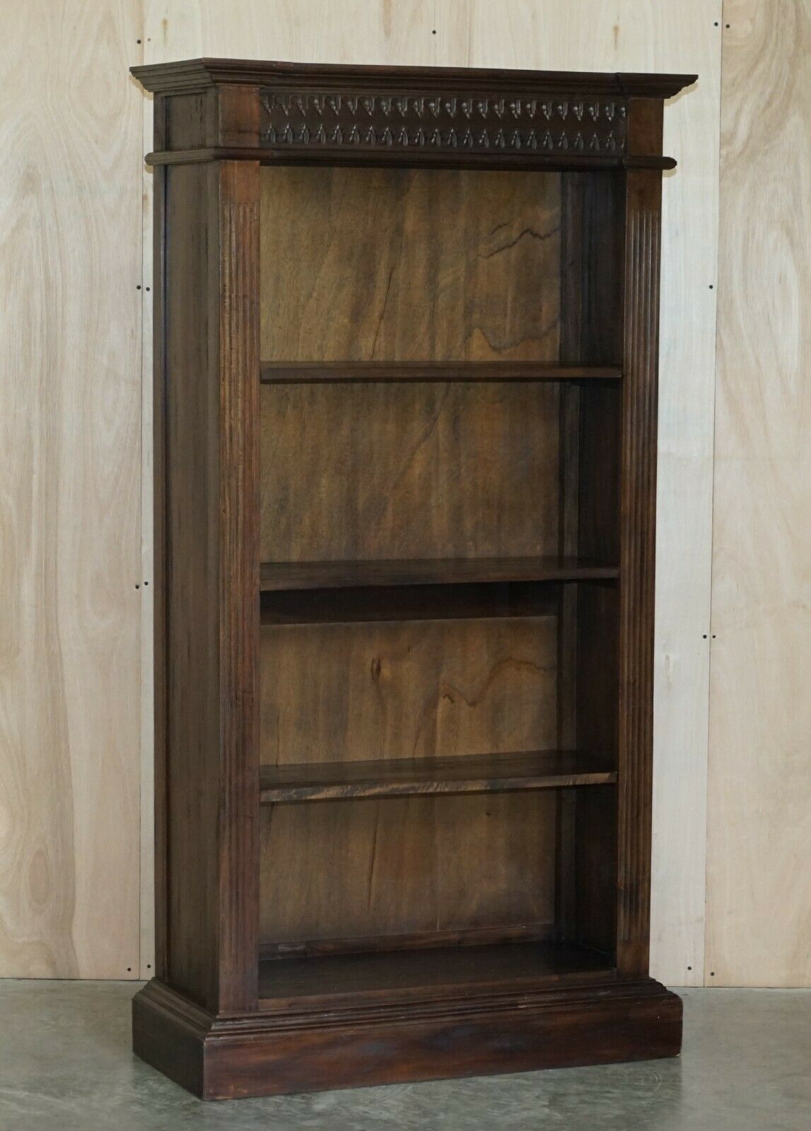 X3 Jacobean Revival Vintage Open Carved Library Bookcases With Nice Detailing photo furniture