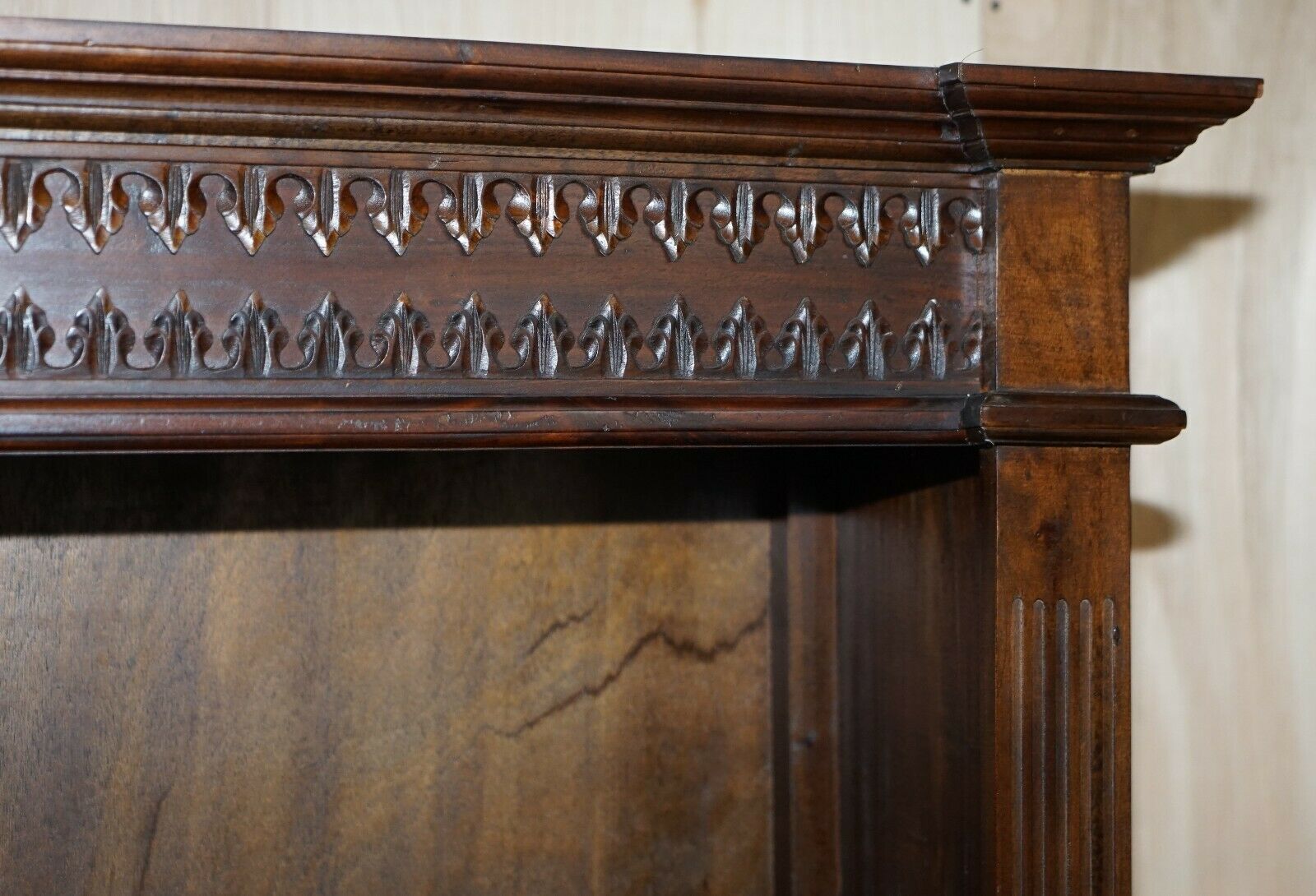 X3 Jacobean Revival Vintage Open Carved Library Bookcases With Nice Detailing photo buy