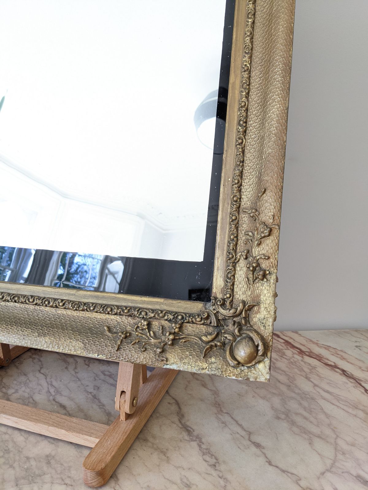 An Antique French Gilt Framed Overmantel Wall Mirror C19th photo vintage