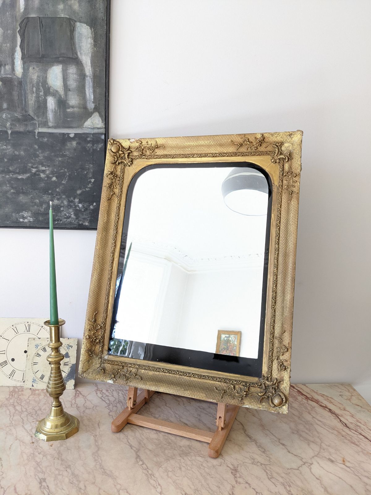 photo for sale An Antique French Gilt Framed Overmantel Wall Mirror C19th