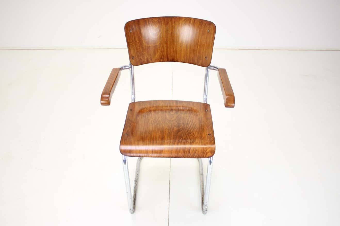 Restored Bauhaus Chrome Chair By Rudolf  Vichr Prag, 1930s photo for sale