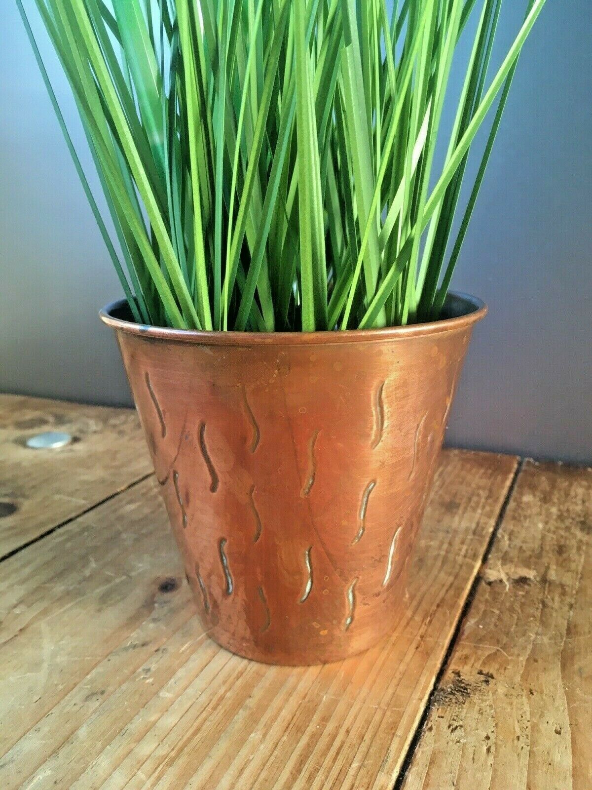 Mid Century 60's 70's Squiggly Copper Planter Flower Herb Plant Pot Boho Vintage