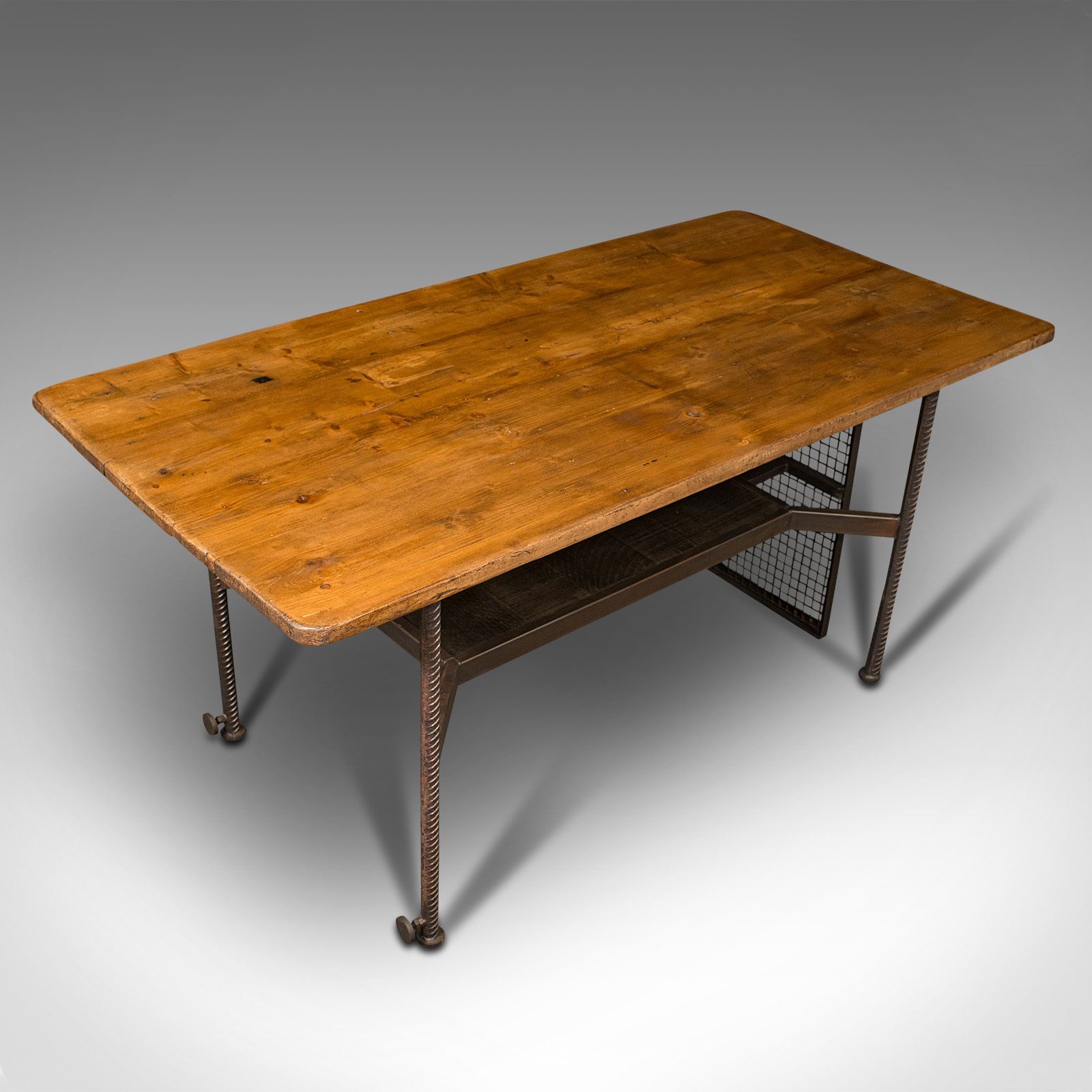 Vintage Writing Desk, English, Steel, Pine, Shop Retail photo 1695.0