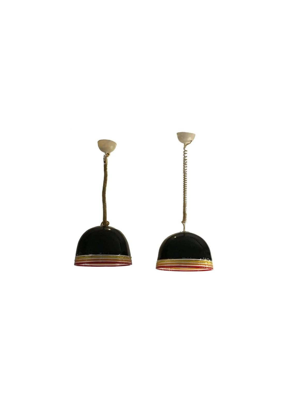 Pair Of Mid Century Murano Glass Suspension Lights By Roberto Pamio And Renato Toso