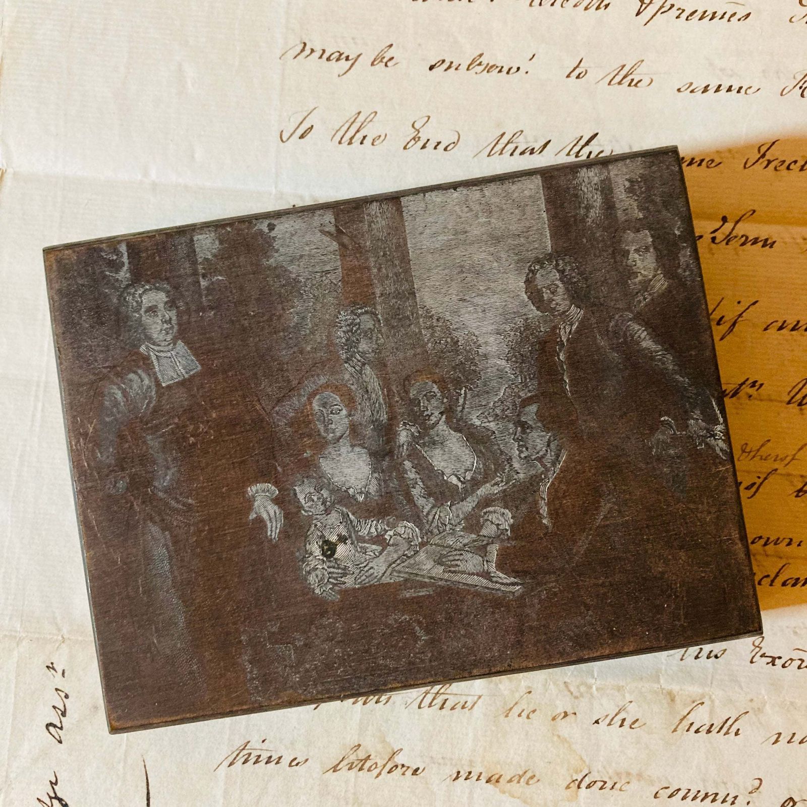 Antique Etched Copper Printing Plate