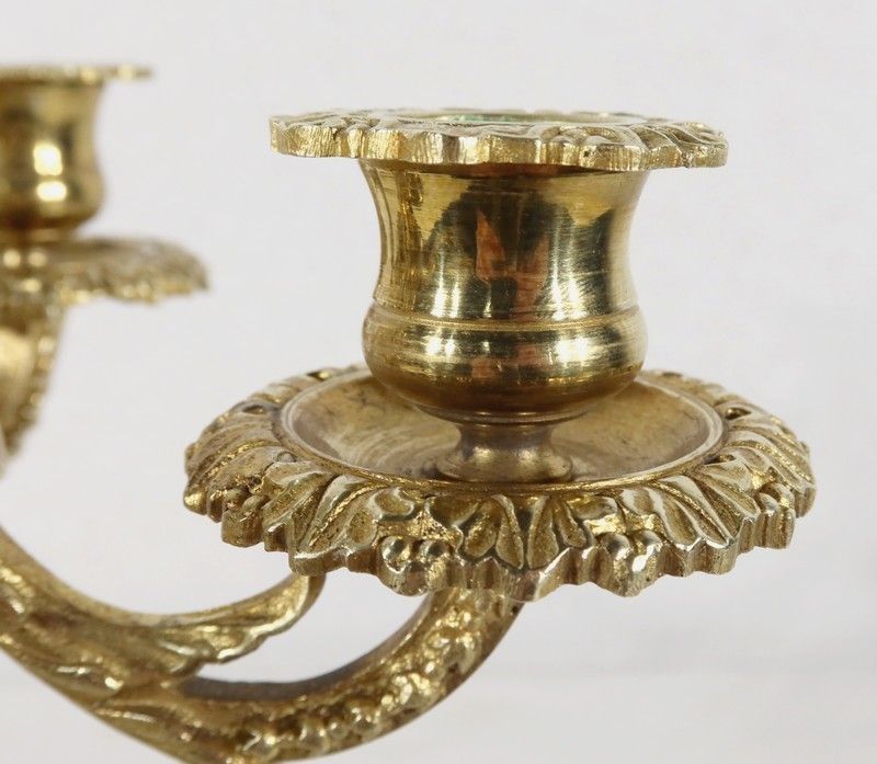 1014.55 Pair Of Candelabra With 6 Lights In Bronze   Late 19th Century photo