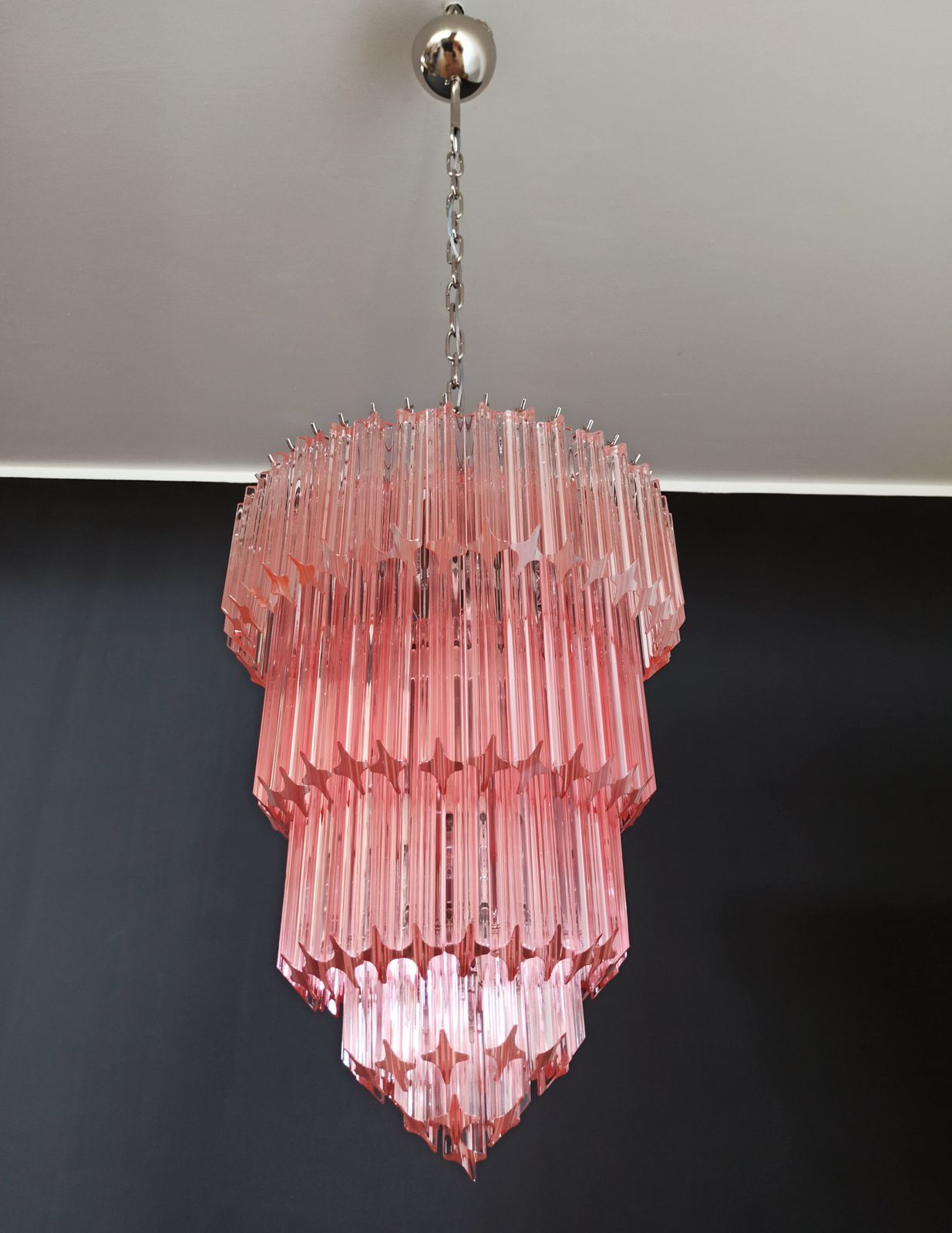 Murano Glass Chandelier    112 Pink Quadriedri photo for sale