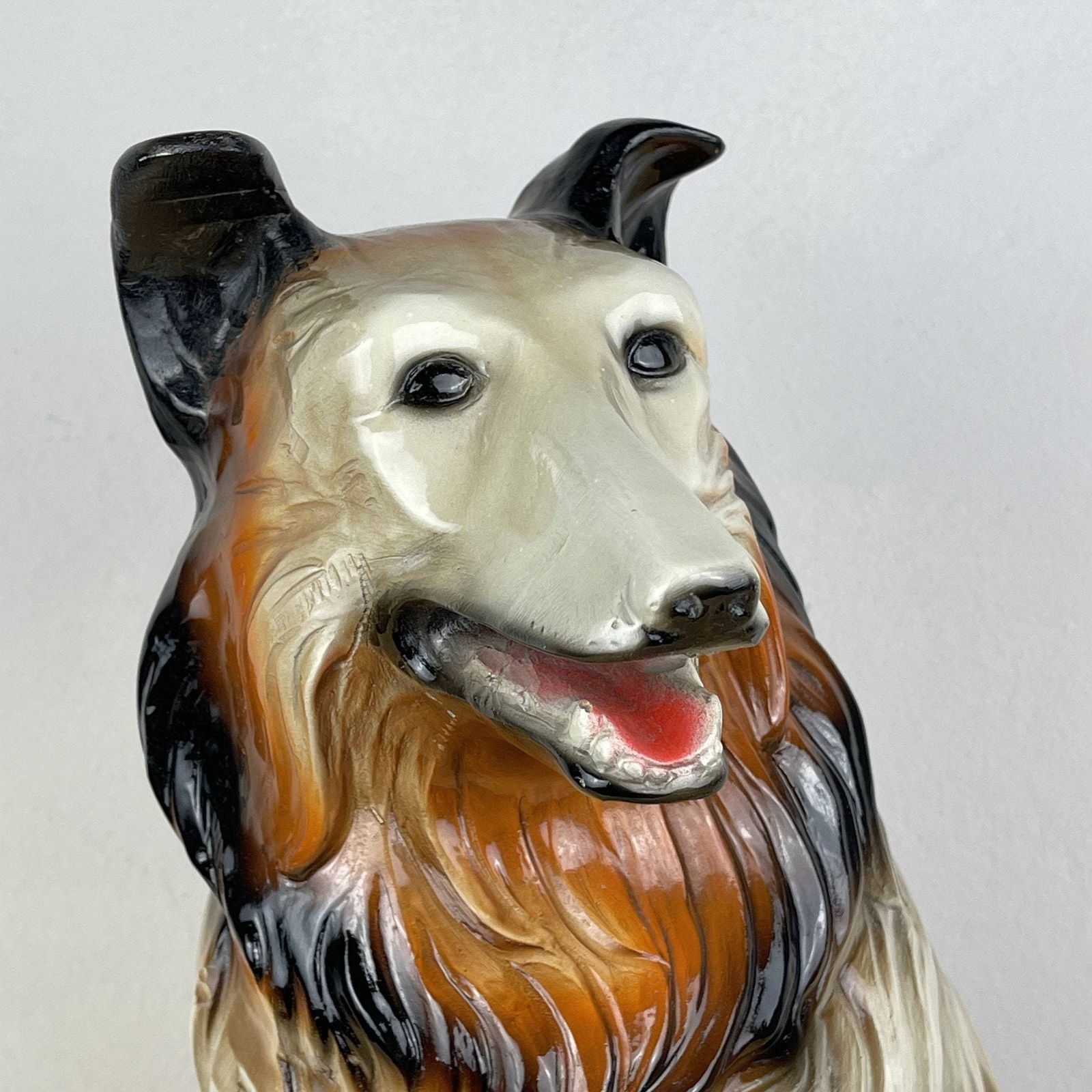 Vintage Hand Painted Sculpture Dog Italy 1960s Retro Home Decor Mid Century Italian Decoration photo furniture