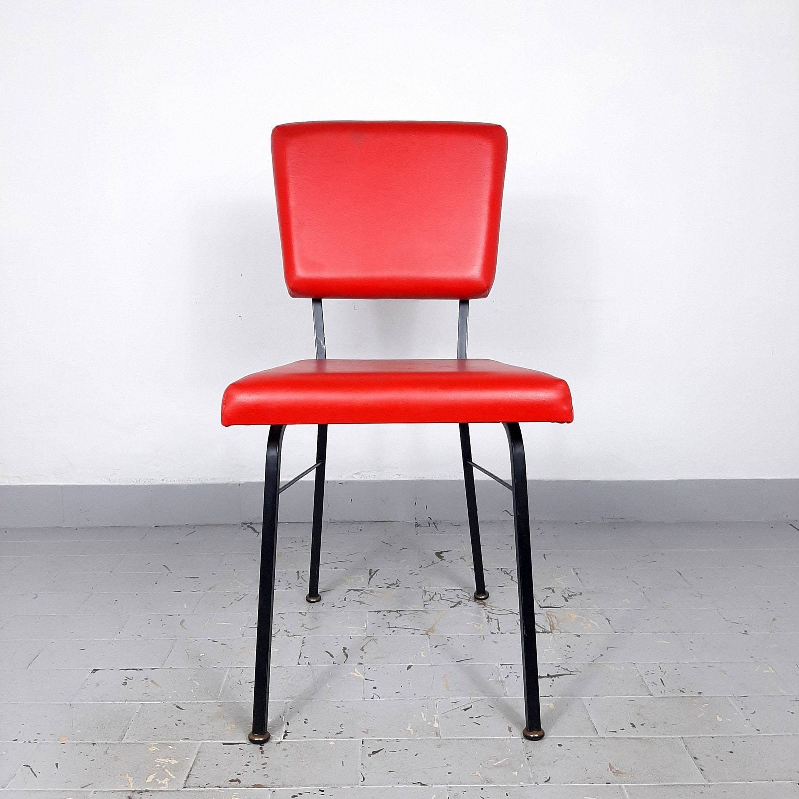 Retro Dining Chair Mobili Polli Italy 1969 Mid Century Office Chair Red Desk Chair photo Furniture
