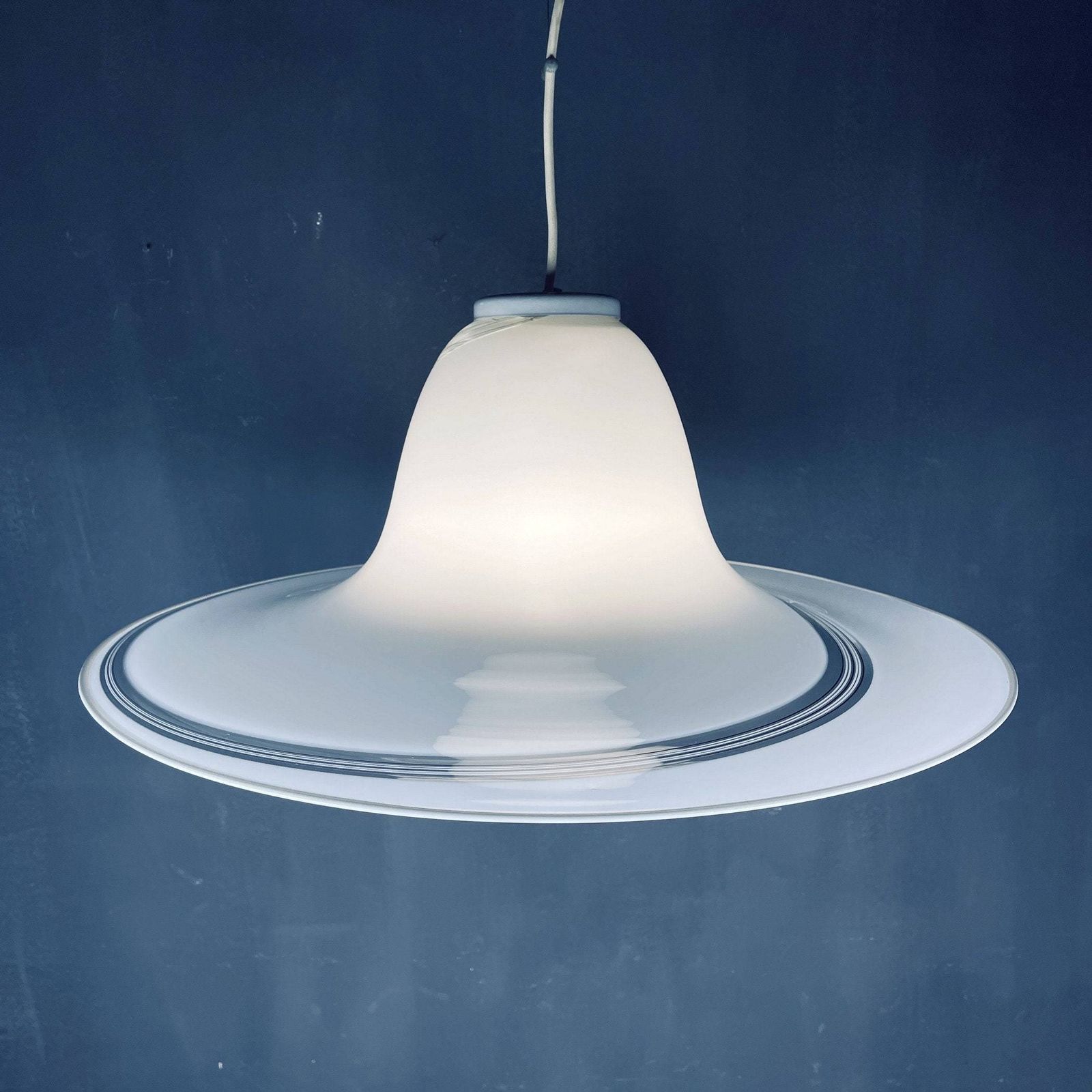 Vintage Swirl Murano Glass Pendant Lamp Italy 1970s Mid Century Light Space Age photo 365.0