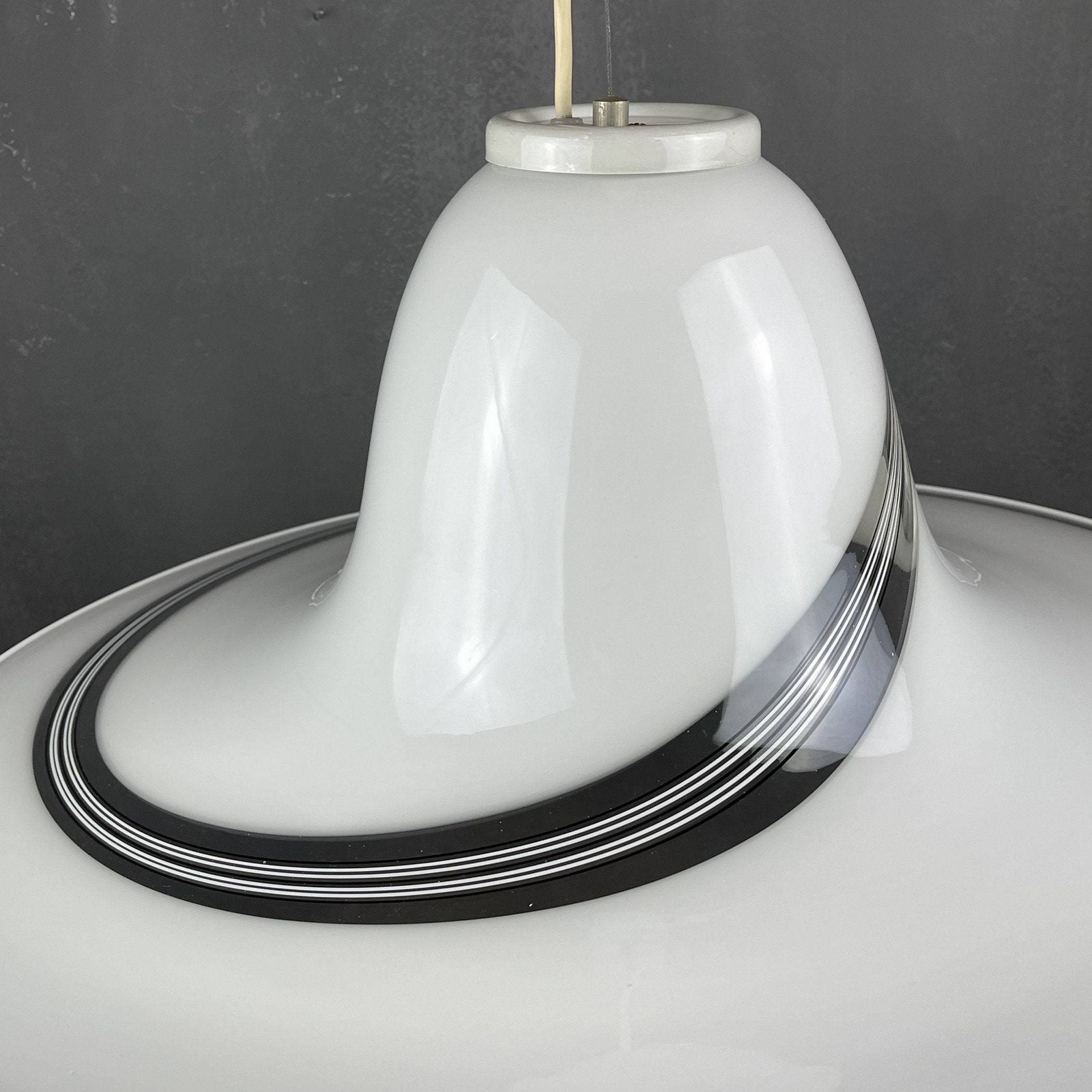 Vintage Swirl Murano Glass Pendant Lamp Italy 1970s Mid Century Light Space Age photo buy