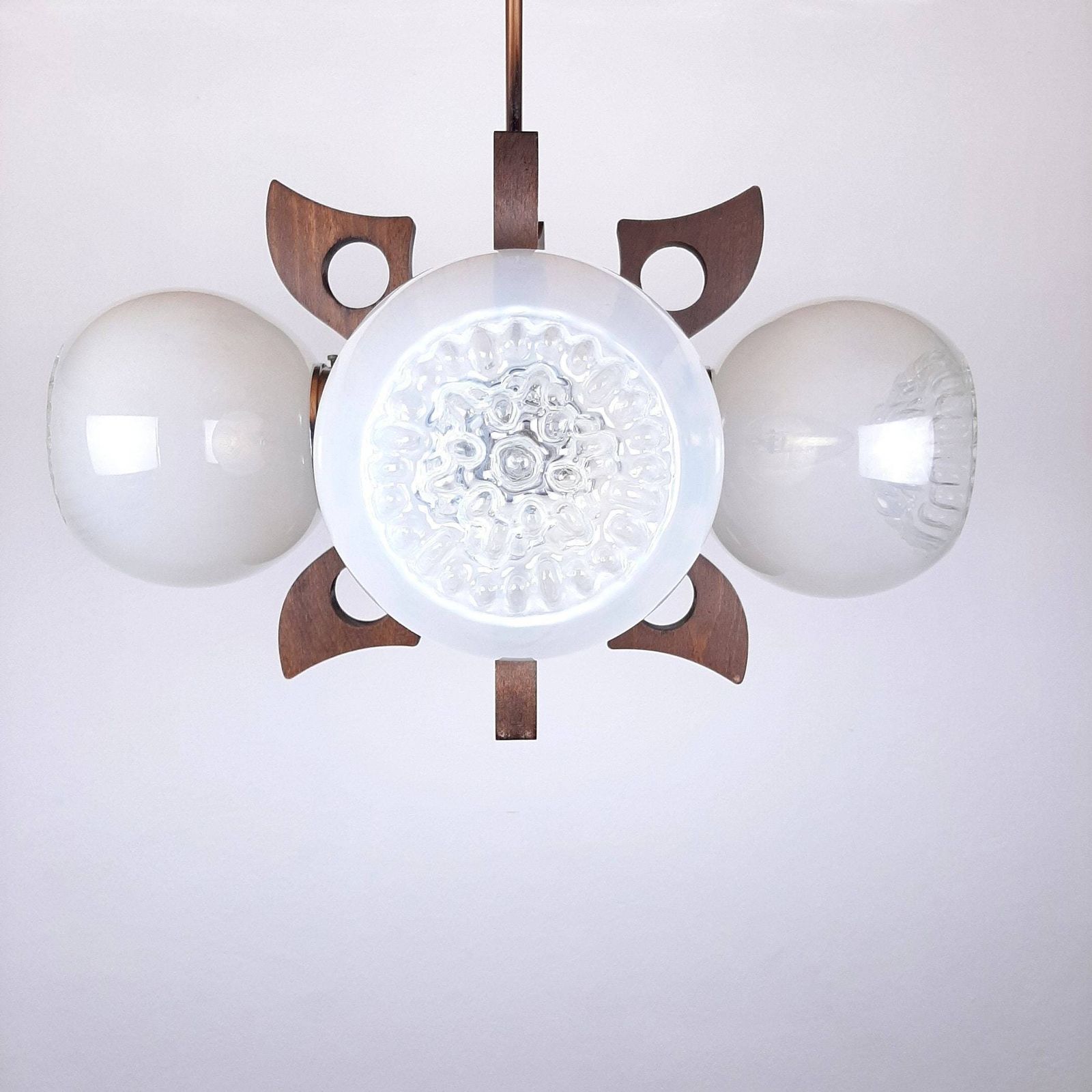 Mid Century Design Mazzega Murano Glass Pendant Lamp 70s Yugoslavia Space Age White Murano Art Glass Bowls photo furniture
