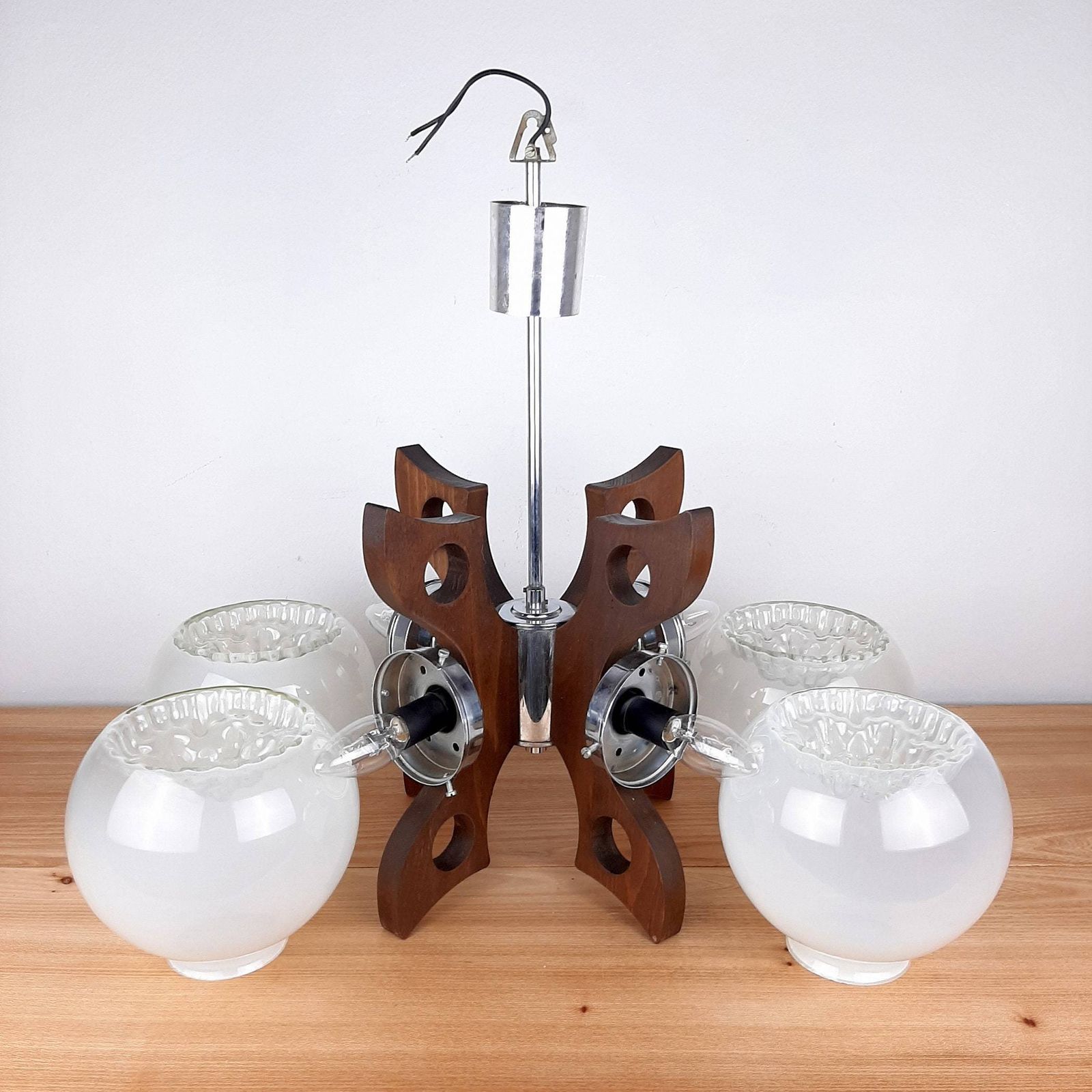 photo for sale Mid Century Design Mazzega Murano Glass Pendant Lamp 70s Yugoslavia Space Age White Murano Art Glass Bowls