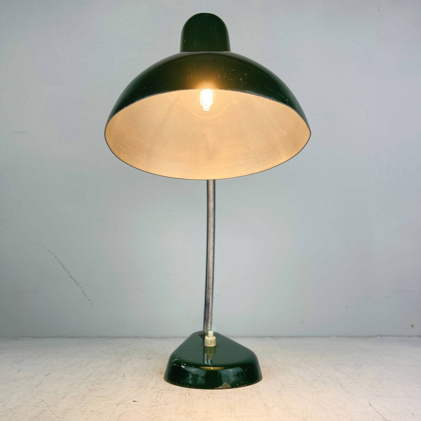 Mid Century Metal Desk Lamp Ministerial Lamp A.R. Torino Italy 1950s Green Office Table Lamp photo furniture