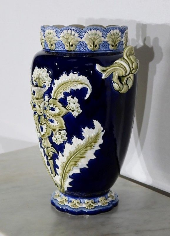 Important Earthenware Vase, Faïencerie De Fives Lille   Early 20th Century photo Home Decor