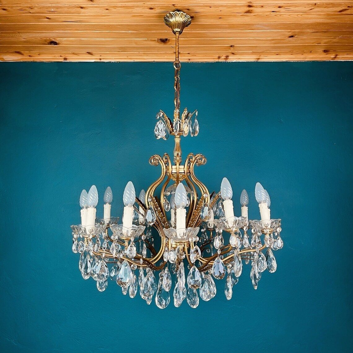 photo furniture Xl Vintage Crystal Chandelier Italy 1950s Hollywood Regency Antique Vintage Chandelier Brass Lamp