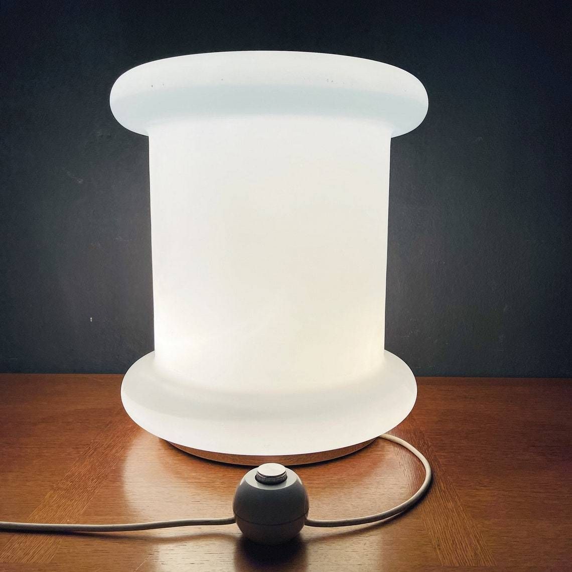 Mid Century Floor Lamp White Glass Italy 1970s Space Age Vintage Bedside Lamp Cylinder photo Lighting