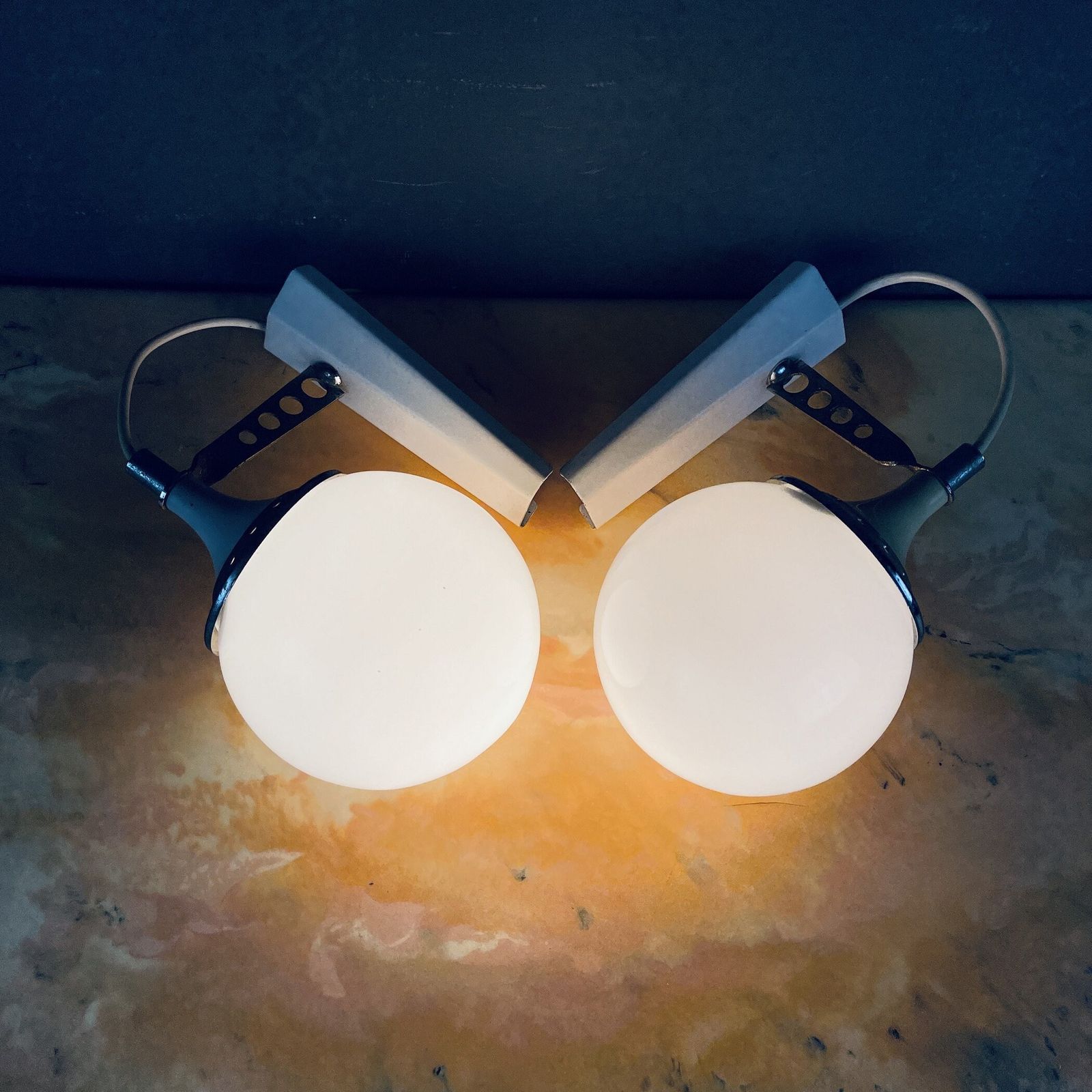 Pair Of Mid Century White Sconces Targetti Sankey Italy 1960s Retro Wall Lamps Space Age photo furniture