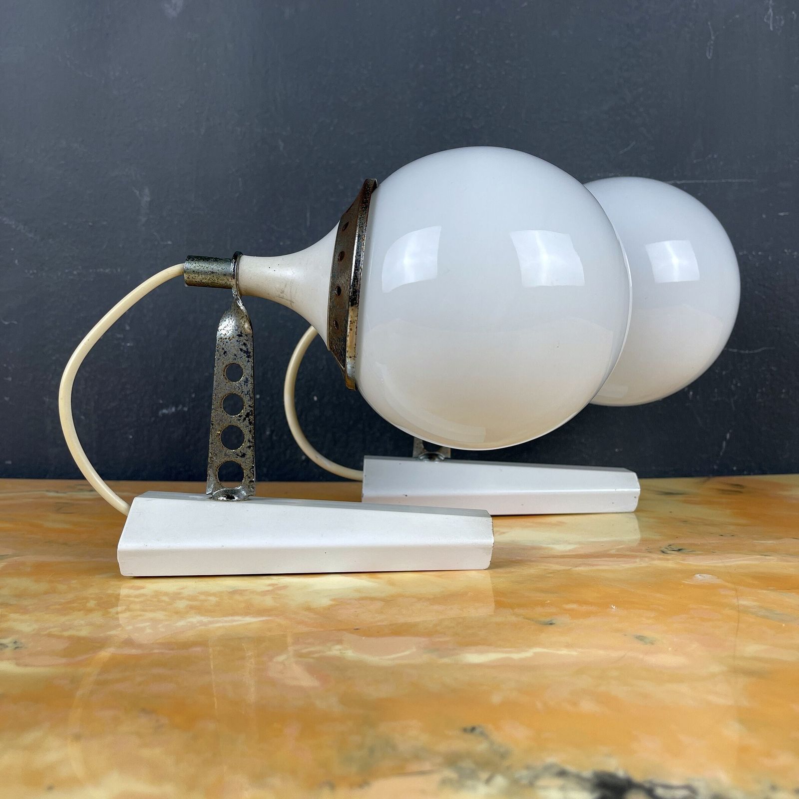Pair Of Mid Century White Sconces Targetti Sankey Italy 1960s Retro Wall Lamps Space Age photo 261.0