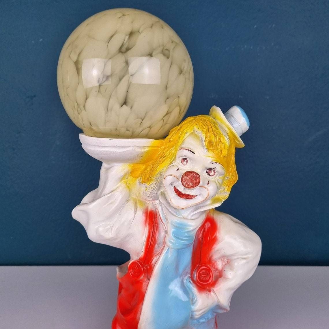 Vintage Ceramic Table Lamp Clown Italy 1960s Retro Nightlamp Lamp For Children's Room photo furniture