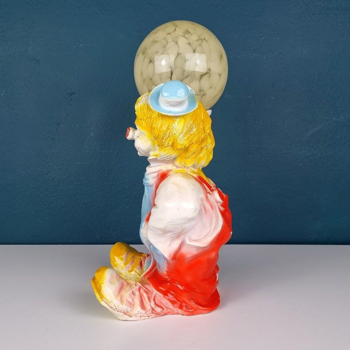 Vintage Ceramic Table Lamp Clown Italy 1960s Retro Nightlamp Lamp For Children's Room photo vinterior
