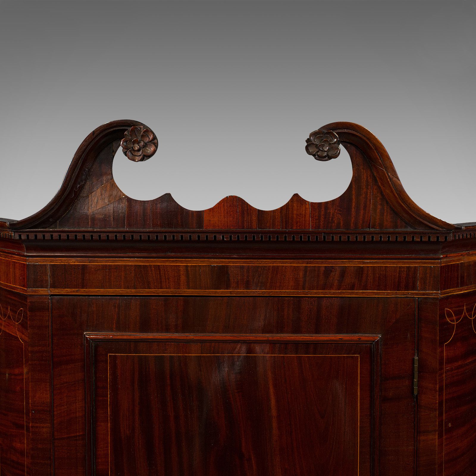 Antique Corner Cabinet, English, Flame Mahogany, C.1760 photo vintage