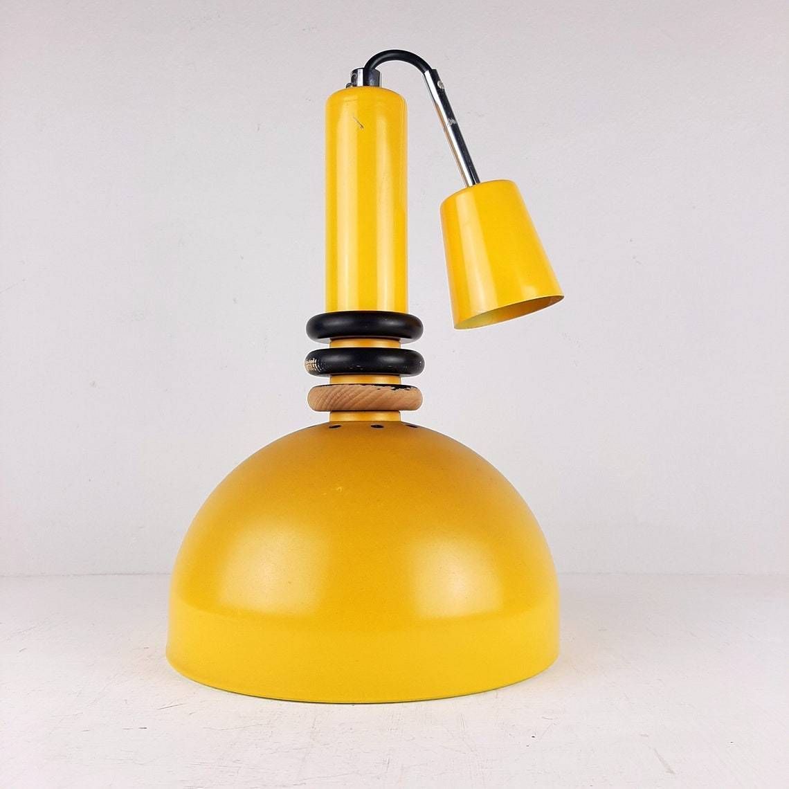 Retro Metal Pendant Lamp Sijaj Hrastnik Yugoslavia 1970s Mid Century Lighting Industrial Light photo Lighting