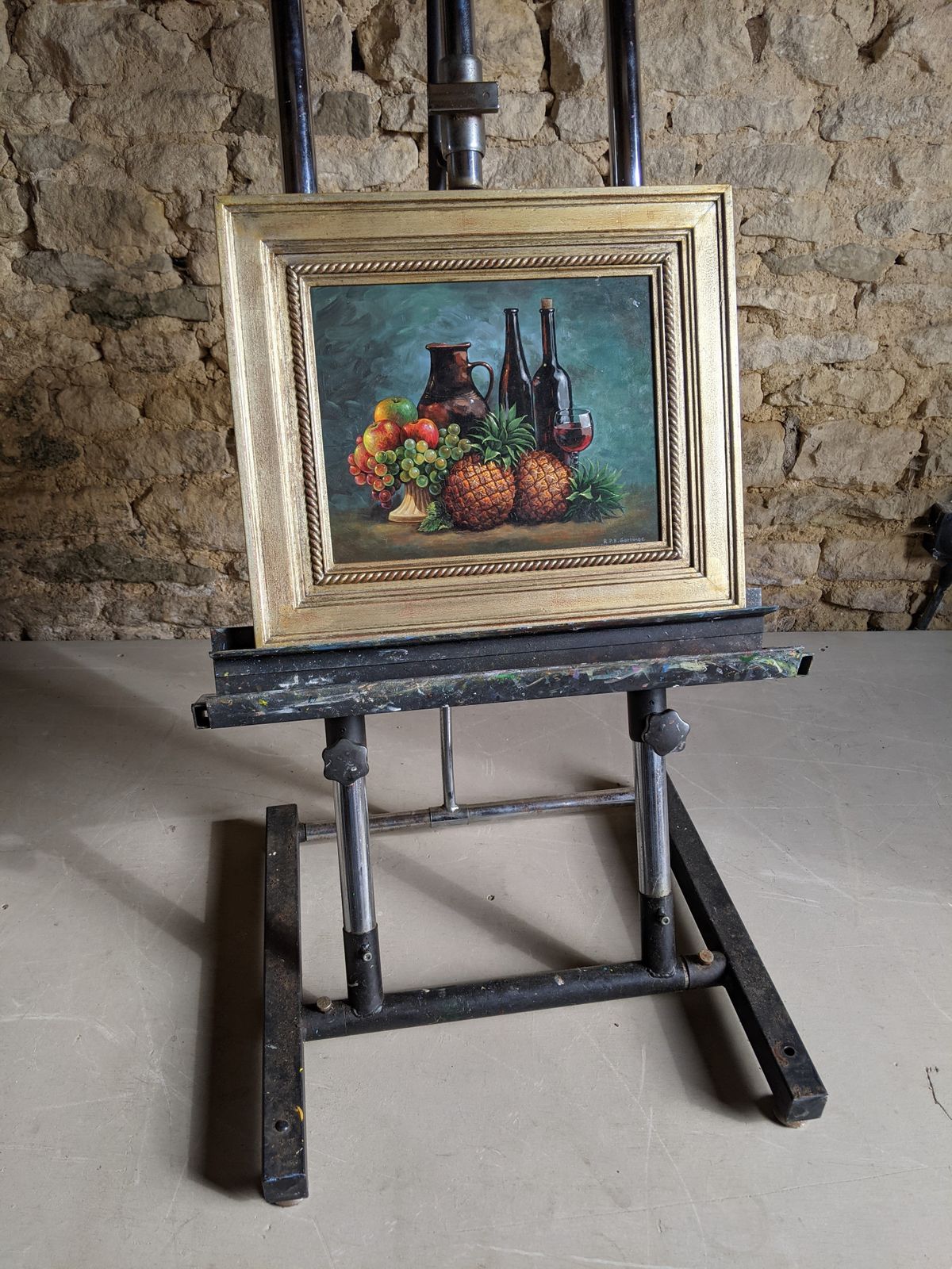 Acrylic Still Life Painting By Roger Gorringe, In Antique Frame photo for sale