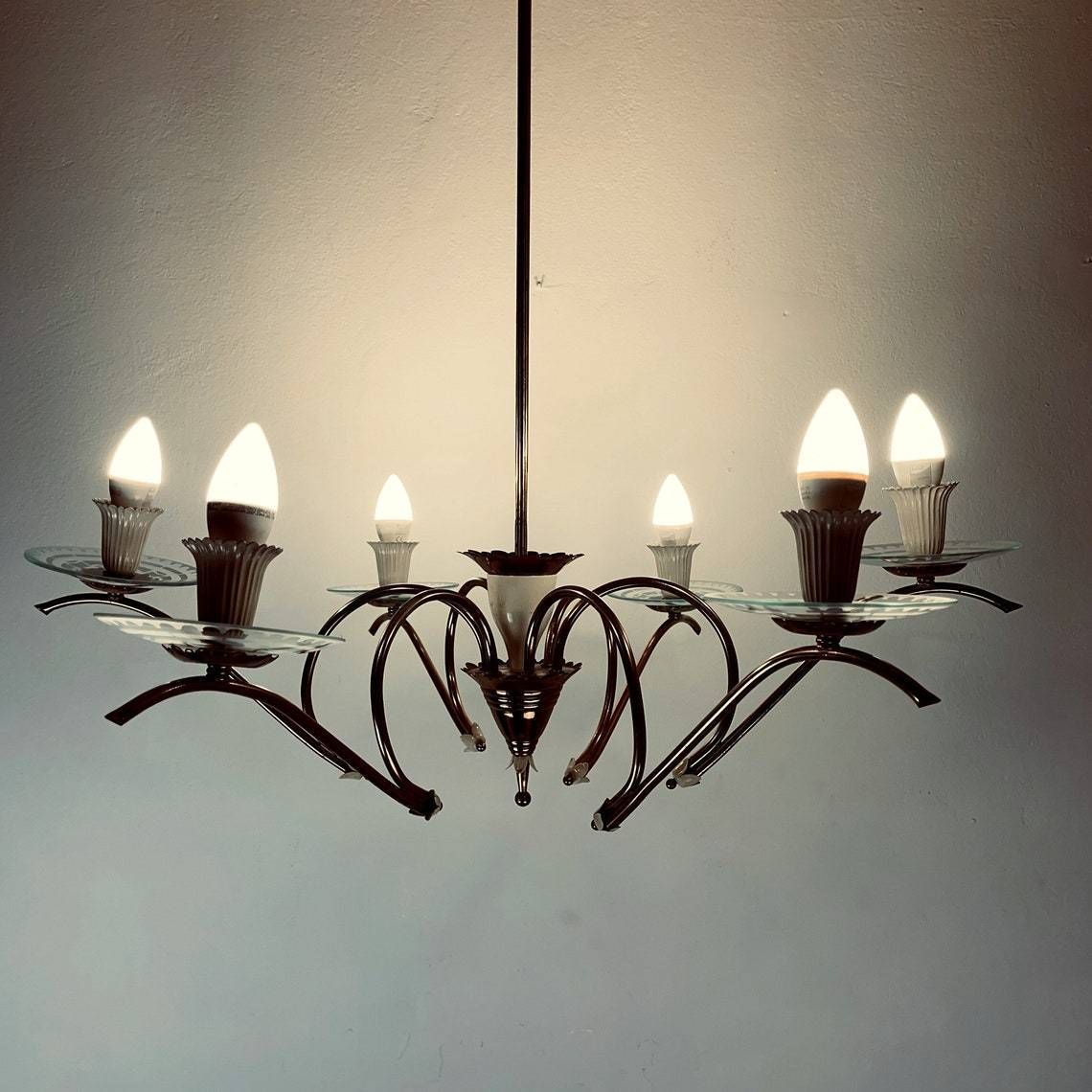 Mid Century Chandelier Spider Chandelier By Pietro Chiesa For Fontana Arte Italy 1940s Romantic Chandelier Brass And Glass Ceiling Light